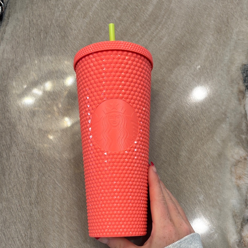 Starbucks Bright Coral Tumbler with Textured Finish